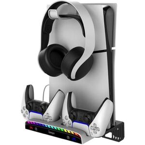 iPega P5S011 PS5/PS5 Slim/PS5 Pro fali állvány + kettős PS5 vezérlő töltőállomás kép
