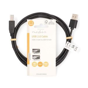 Nedis CCGL60101BK20 USB kábel USB 2.0 2 M USB A USB B Fekete kép