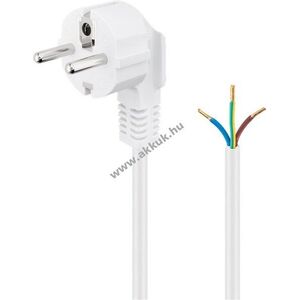 Goobay védőérintkezős kábel 3m fehér (3*1mm²) Hybrid dugó (Typ E/F, CEE 7/7) 90° szabad végek kép