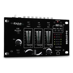3/2-utas mixpult Ibiza DJ-21, USB, talkover, party kép