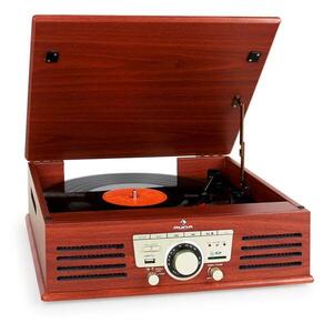 Auna 77-92W gramofon, USB, SD, AUX, FM, cseresznye színű kép