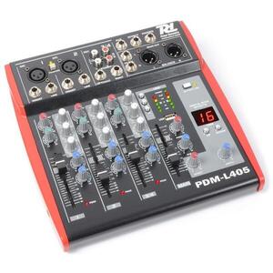 Power Dynamics PDM-L405, 4 csatornás keverőpult, USB, AUX, +48 V kép