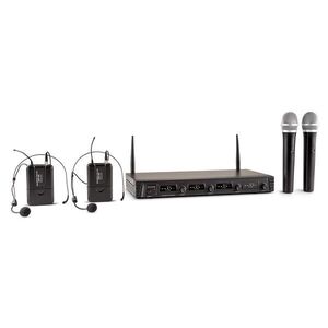 Auna Pro Duett Quartett Fix, V2, 4 csatornás UHF vezeték nélküli mikrofon készlet, 50 m-es hatókör kép