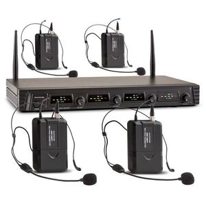 Auna Pro Duett Quartett Fix V3, 4 csatornás UHF vezeték nélküli mikrofon készlet, hatókör 50 m kép