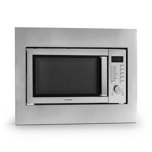 Klarstein Steelwave mikrohullámú sütő 23 l, 800 W, grillező 1000 W, rozsdamentes acél, beépítő keret kép