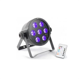 Beamz FlatPAR, 7 x 18 W, 6 az 1-ben hex color RGBAWUV-LED, DMX IR, távirányító mellékelve kép