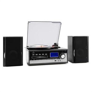 Auna Blackwood sztereó rendszer, lemezjátszó, USB, MP3 kódolás, CD, kazetta, FM, AUX kép