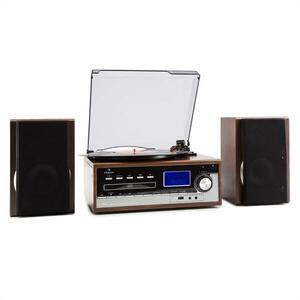 Auna Deerwood sztereó rendszer, lemezjátszó, USB, MP3 kódolás, CD, kazetta, FM, AUX kép