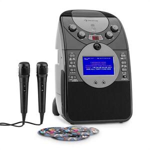 Auna ScreenStar karaoke rendszer, kamera, CD, USB, SD, MP3, 2 x mikrofon, 3 x CD+G, fekete kép