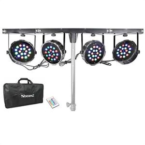 Beamz PARBAR 4 sávos készlet, 18 x 1 W, RGB LED diódák, DMX, T gerenda, hordtáska kép