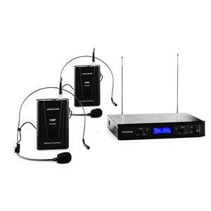 Auna Pro VHF-400 Duo 2, 2 csatornás VHF vezeték nélküli mikrofon, 1x vevőkészülék + 2x Headset kép