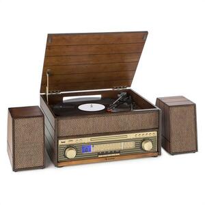 Auna Epoque 1909, retro audio rendszer, gramofon, kazetták, bluetooth, USB, CD, AUX kép
