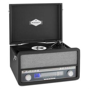 Auna Epoque 1907, retro audio rendszer, gramofon, kazetták, bluetooth, USB, CD, AUX kép