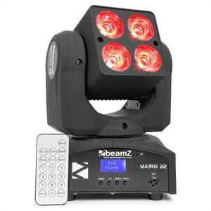Beamz Matrix 22, 40 W, LED forgófej, mozgófej, moving-head, 4 x 10 W, 9 minta, 7 szín, DMX kép