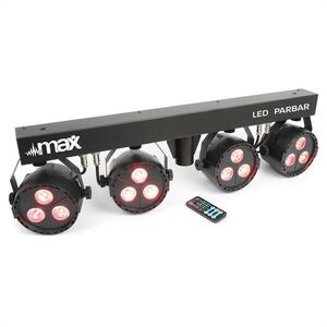 MAX LED PAR-bar-set 4-utas kit, 3x 4 az 1-ben LED RGBW, T-bar és állvány mellékelve kép