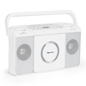 Auna Boomtown USB, boombox, CD lejátszó, FM rádió, MP3, hordozható bőrönd rádió, fehér kép