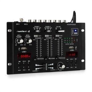 Resident DJ 22BT 2CH, 3-/2-csatornás keverőpult, 2 x USB, 3 x 6, 3mm jack, fekete kép