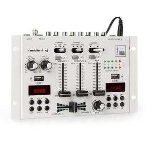 Resident DJ 22BT 2CH, 3-/2-csatornás keverőpult, 2 x USB, 3 x 6, 3mm jack, fehér kép