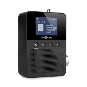 OneConcept Plug+Play DAB, hordozható rádió dugós csatlakozóval, DAB+/FM, BT, TFT kijelző, fekete színű kép