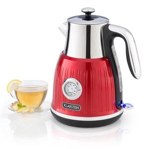 Klarstein Cancan, vízforraló, 1, 6l, 1800-2150W, retró dizájn, 360° alap, piros kép
