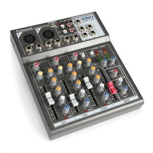 Vonyx VMM-F401 4 csatornás keverőpult, USB lejátszó, AUX-IN, +48V fantom tápellátás kép