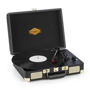 Auna Peggy Sue, lemezjátszó, sztereó hangszóró, USB csatlakozás, fekete/arany kép