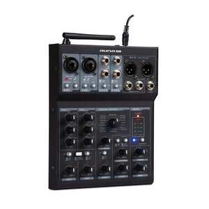 Auna Pro Blackbird, 6 csatornás keverőpult, Bluetooth, USB csatlakozás, MP3, 2 x mikrofon csatlakozó, 16 digitális effektus, fekete kép