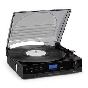 Auna TT-186 DAB, lemezjátszó, DAB + / FM, BT funkció, szíjhajtás 33/45 ford. / perc kép