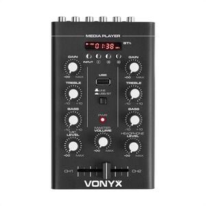 Vonyx STM500BT, 2 csatornás DJ keverőpult, bluetooth, MP3 lejátszó, USB port, fekete kép