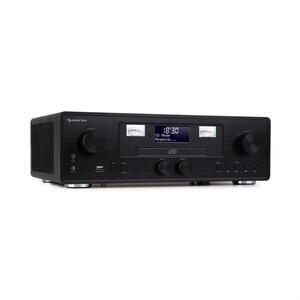 Auna Northfork, retró rádió, CD lejátszó, BT, DAB+, FM, vezeték nélküli töltés, fekete kép