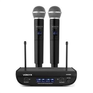 Vonyx WM82 Digital, 2 csatornás UHF vezeték nélküli mikrofonkészlet, 2 x kézi mikrofon, 50 m, fekete kép