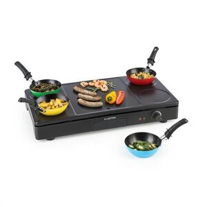 Klarstein Partylette, 3 az 1-ben asztali grillező, wok, palacsinta készítő, 1000 W, 4 személyes, tapadásmentes felület kép