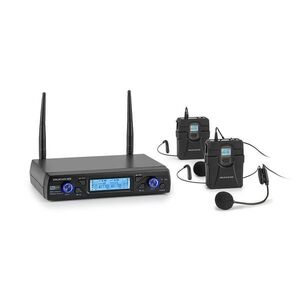 Auna Pro UHF200C-2B, 2 csatornás UHF vezeték nélküli mikrofonkészlet, vevő, 2 x zsebadó/ headset kép