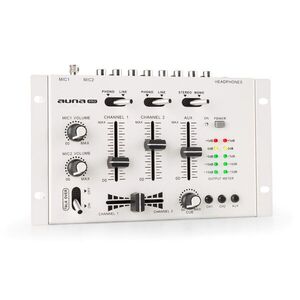 Auna Pro TMX-2211, MKII, DJ-Mixer, 3/2 csatorna, crossfader, talkover, rack-ba szerelés, fehér kép