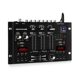Auna Pro DJ-22BT, MKII, mixer, 3/2 csatornás-DJ-keverőpult, BT, 2 x USB, rack-ba szerelés, fekete kép