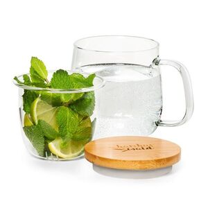 Klarstein Teáscsésze teaszűrővel és bambusz fedéllel, 330 ml, dupla üveggel kép