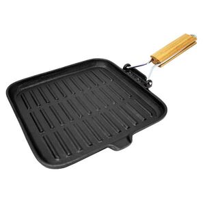 Klarstein Retinta, grill- és steak serpenyő, kerek, öntöttvas, izzított, fa fogantyúval kép