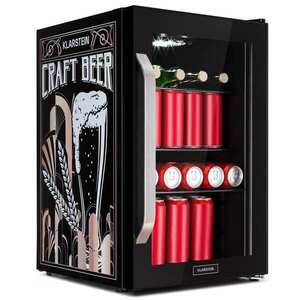 Klarstein Beersafe 70 Craft Beer Edition, hűtőszekrény, 70 liter, 3 polc, panoráma üvegajtó, rozsdamentes acél kép