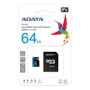 Adata AUSDX64GUICL10A1-RA1 memóriakártya MicroSDXC 64GB + Adapter... kép