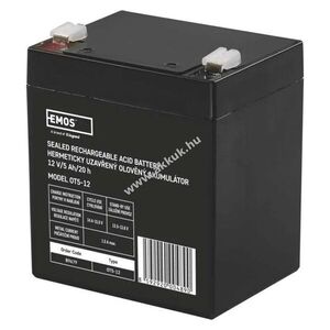 EMOS ólom akku 12V 5Ah típus model E 12 50 csatlakozó F2 kép