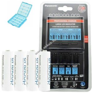 Panasonic eneloop BQ-CC65 LCD töltő 100-240V 4x eneloop AA Mignon ceruza Akkubox Blue kép