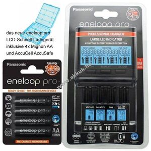 Panasonic eneloop BQ-CC65 töltő LCD 4x eneloop Pro AA Mignon ceruza NiMH kép