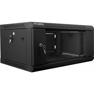 Lanberg 19'' 4U 600x450mm fekete (üvegajtó) fali rack szekrény kép