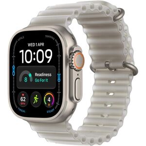 Apple Watch Ultra 4 49mm Natúr titán tok Áttetsző szürke óceán szíjjal kép
