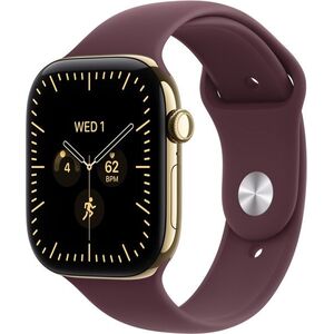 Apple Watch Series 12 Cellular 42mm Ragyogó arany titán tok Burgundi sportszíjjal - M/L kép