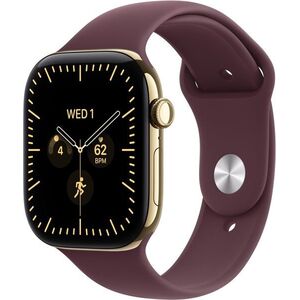 Apple Watch Series 12 Cellular 46mm Ragyogó arany titán tok Burgundi sportszíjjal - S/M kép