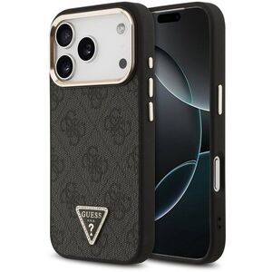 Guess PU Leather 4G Strass Triangle Logo Gold Frame iPhone 18 Pro fekete MagSafe tok kép