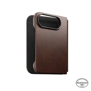 Nomad Traditional Folio iPhone 18 Fold bőr flip tok - Rustic Brown Horween kép