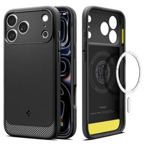 Spigen Rugged Armor iPhone 18 Pro / 17 Pro matt fekete MagSafe tok kép