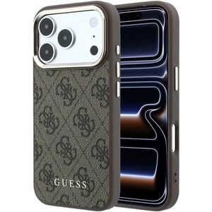 Guess PU Leather 4G Gold Frame iPhone 18 Pro Max barna MagSafe tok kép